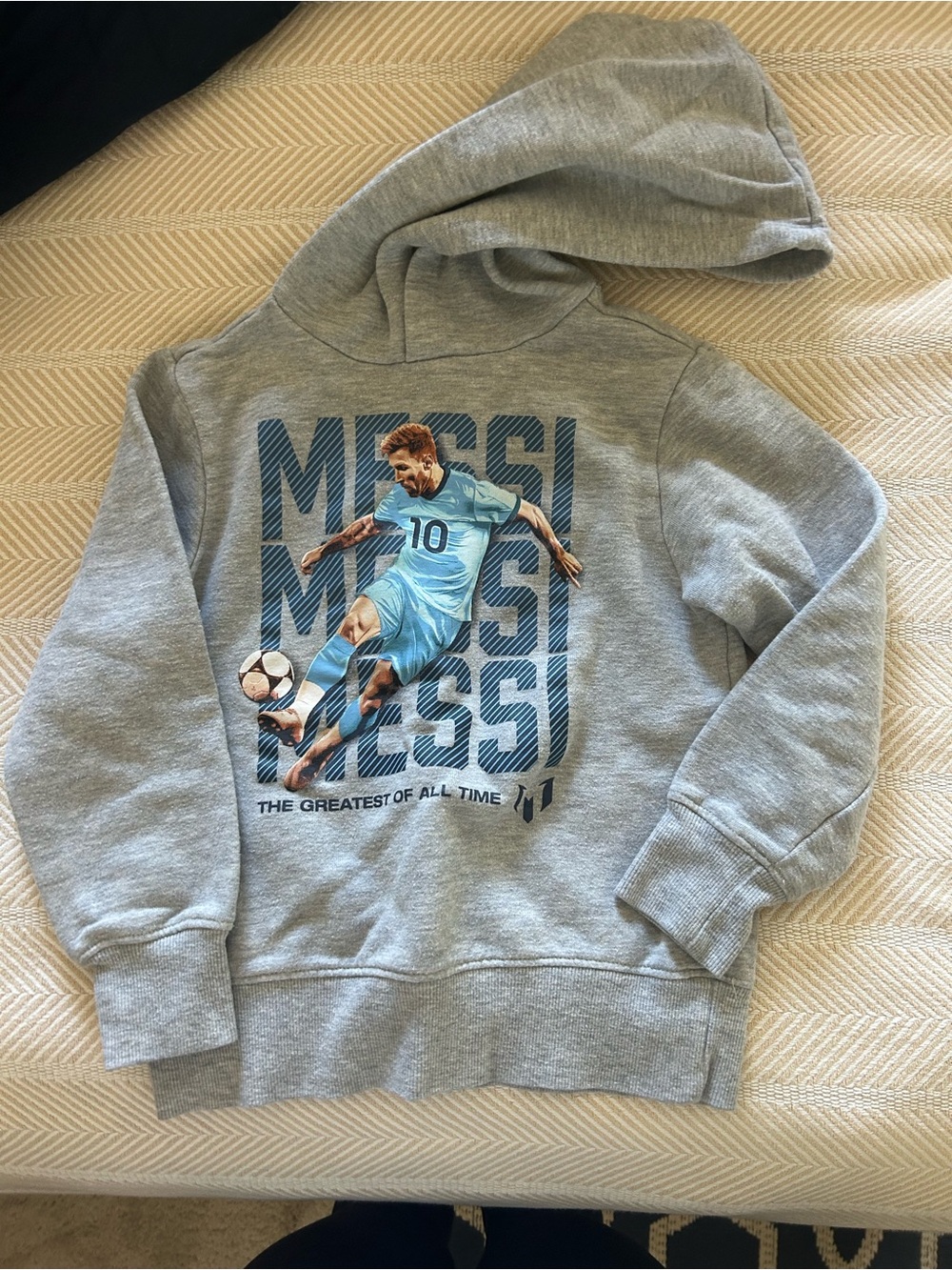 Kids Gray Messi Graphic Hoodie - Athletic Soccer Pullover